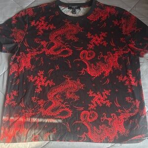 Forever 21 Black and Red Dragon Graphic Tee